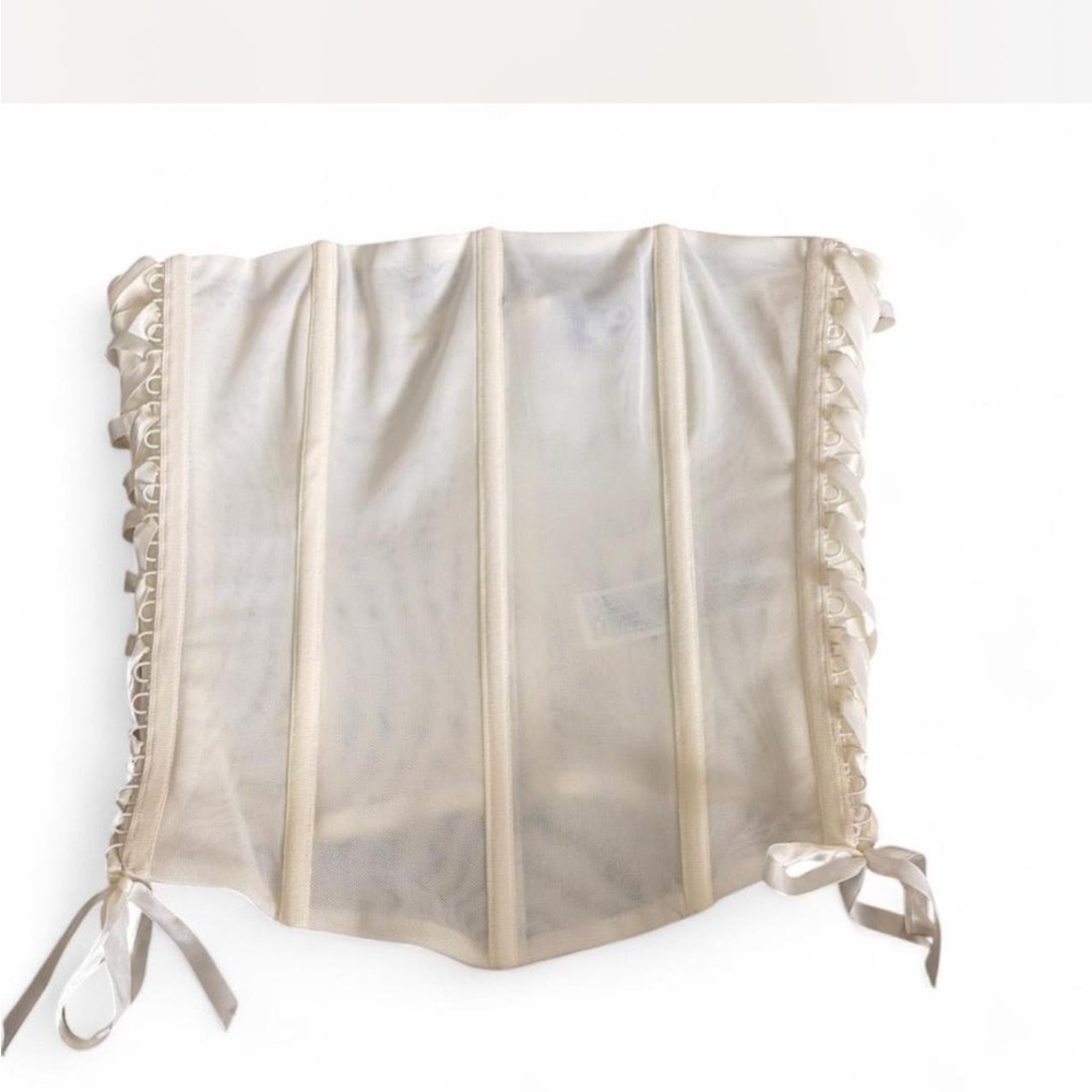 Forever 21 Cream Corset-Style Blouse